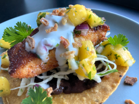 Fish Tostadas with Mango Pico de Gallo