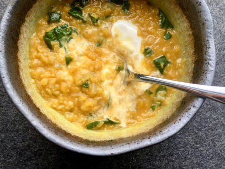 Gingery Lentil and Spinach Soup