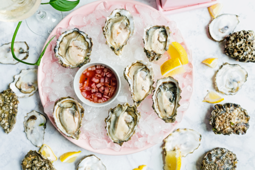 Oysters with Rose and Pink Peppercorn Mignonette