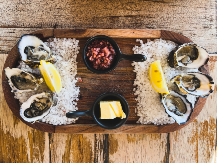 Poached Oysters with Sparkling Wine Buerre Blanc